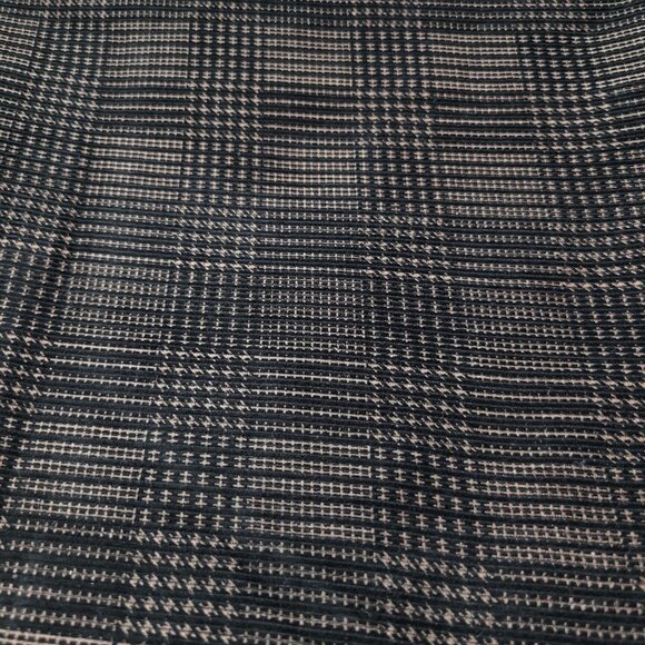 Plaid Black Brown Fabric Woven Textured Material 1 Yard - Picture 2 of 4
